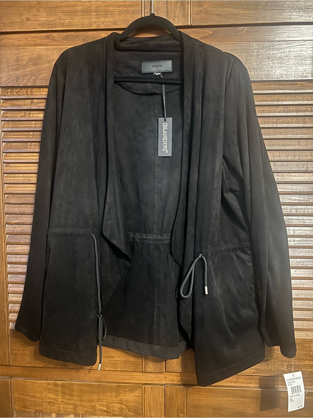 Blank NYC Black Suede Drawstring Blazer Jacket